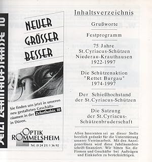 75 Jahre St. Cyriacus-Schützenbruderschaft Niederau-Krauthausen e.V. 1922 - 1997. Jubiläums-Schüt...