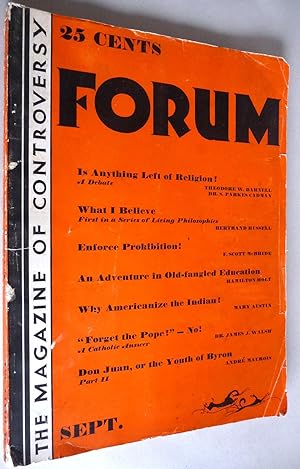 Image du vendeur pour Forum: The Magazine of Controversy Vol. 82 No. 3 September 1929 mis en vente par Boyd Used & Rare Books