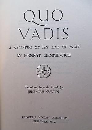 Seller image for Quo Vadis : a narrative of the time of Nero for sale by Book Catch & Release