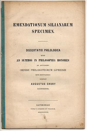 Emendationum Silianarum specimen. Dissertation.