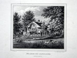 Maison de campagne près de Lucerne. Lithographie.