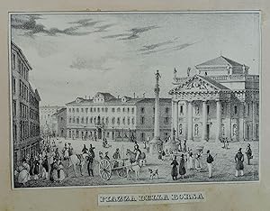 Piazza della Borsa. Lithographie um 1850, 9,5 x 13,5 cm