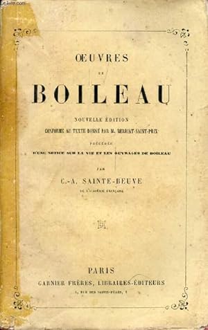 Bild des Verkufers fr OEUVRES DE BOILEAU zum Verkauf von Le-Livre