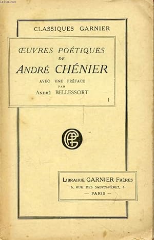 Image du vendeur pour OEUVRES POETIQUES DE ANDRE CHENIER, TOME I mis en vente par Le-Livre