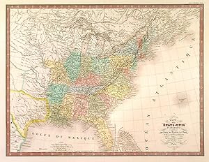 CARTE DES ÉTATS-UNIS DAMÉRIQUE.. Map of the states east of the Mississippi and the adjacent In...
