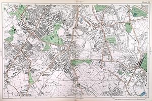 [TOOTING, BALHAM, DULWICH, NORWOOD, NORBURY, STREATHAM]. Detailed map from Bacons New Large-sca...