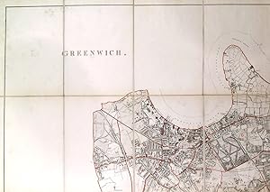 GREENWICH.Very large and highly detailed folding (wall) map, dissected into 32 segments and lai...
