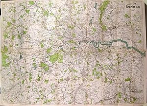 BACONS NEW MAP OF THE ENVIRONS OF LONDON. Windsor to Dartford in the East, Barnet & Enfield to...
