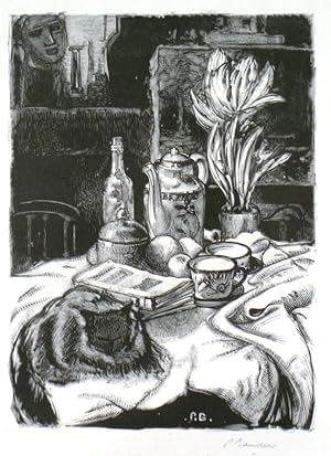 FRONT COVER ILLUSTRATION for a double page menu card for the seventh dinner of the Compagnons de...