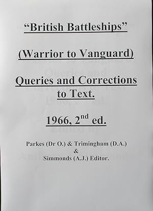 Seller image for British Battleships 1860-1950 "Warrior" 1860 to "Vanguard" 1950 A History of Design, Construction and Armament - Queries and Corrections to the Text - 1966, 2nd ed. for sale by Anthony J. Simmonds - Naval & Maritime