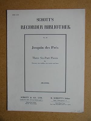 Image du vendeur pour Three Six-Part Pieces for Descant, Two Trebles, Two Tenors and Bass. mis en vente par N. G. Lawrie Books
