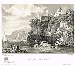Vico, bay von Neapel. Malerische Ansicht von Vico mit Felsengrotten am Mittelmeer bei Neapel. Sta...