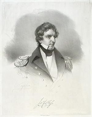 A portrait of James Clark Ross after an original by Negelen.