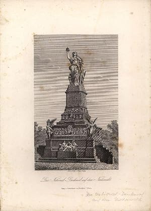 Original-Stahlstich: Das National-Denkmal auf dem Niederwald. Stich und Druck von A. Wagner Leipzig.
