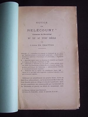 Imagen del vendedor de Notice sur Relcourt - Commune de Moriviller du XIIe au XVIIIe sicle a la venta por Librairie Ancienne Zalc