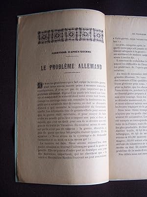 Questions d'après guerre - Le problème allemand