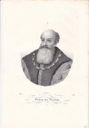 Georg der Bärtige (1471 - 1539), Herzog von Sachsen und Sagan, Lithographie um 1850 mit Halbportr...