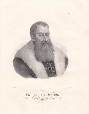 Heinrich der Fromme (1473 - 1541), Herzog von Sachsen, Lithographie um 1845, Blattgröße: 27,5 x 1...