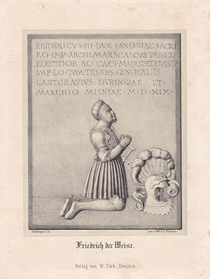 Friedrich der Weise, Friedrich III. (1463 - 1525), Kurfürst von Sachsen, Lithographie um 1845 mit...