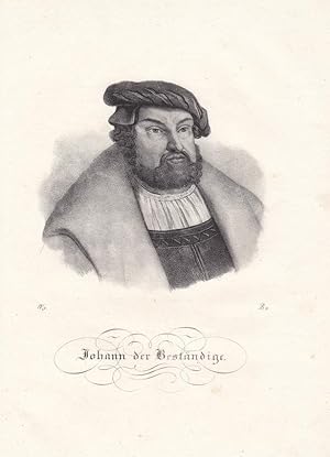 Johann der Beständige (1468 - 1532), Kurfürst von Sachsen, Lithographie um 1850 mit Brustbildes d...