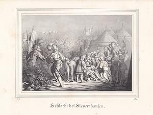 Schlacht bei Sievershaufen 1553, Markgrafenkrieg, Moritz von Sachsen, schöne Lithographie um 1840...