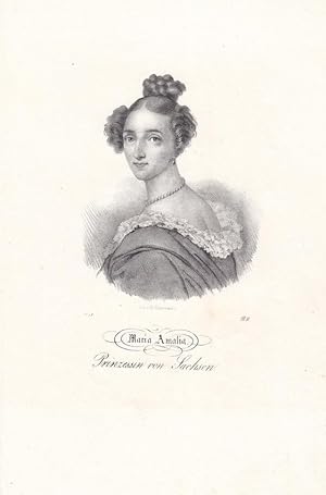 Maria Amalia Prinzessin von Sachsen (17241760), Königin von Spanien, Lithographie um 1840 von Fr...