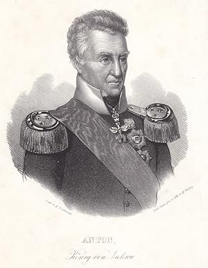 Anton König von Sachsen der Gütige (1755 - 1836), Lithographie um 1840 von M. Knäbig nach Vogel, ...