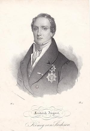 Friedrich August II. König von Sachsen (1897 - 1854), Lithographie um 1845 von Zimmermann, Blattg...