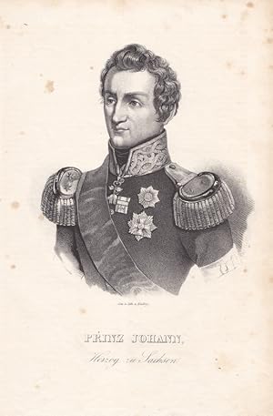 Prinz Johann Herzog zu Sachsen (1801 - 1873), König von Sachsen, Lithographie um 1845 von M. Knäb...