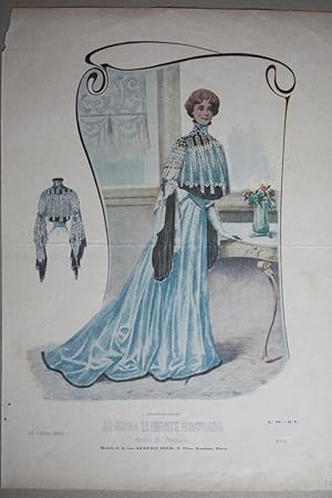 Seller image for La Moda Elegante Ilustrada, Italienische Mode, Hauskleid, Offsetdruck von 1903 mit Frau in einem italienischen Hauskleid, Blattgre: 38 x 26,8 cm, reine Bildgre: 32 x 21,5 cm. for sale by Carl Adler's Buch- und Graphikkabinett