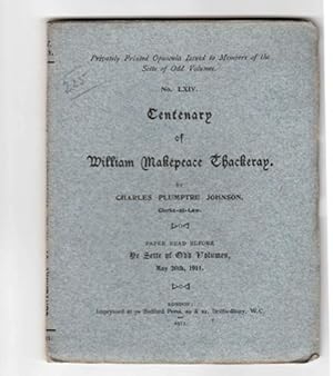 Centenary of William Makepiece Thackeray