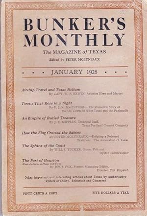 Seller image for Bunker's Monthly: The Magazine of Texas. January 1928, Vol. 1, Number 1 for sale by Shamrock Books