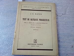 Imagen del vendedor de Test de matrices progresivas para la medida de la capacidad intelectual. Escala General. a la venta por Librera "Franz Kafka" Mxico.
