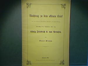 Bild des Verkufers fr Nachtrag zu dem offenen Brief an den Herrn Professor Husser in Heidelberg, betreffend die Ansichten ber den Knig Friedrich II. von Preuen. zum Verkauf von books4less (Versandantiquariat Petra Gros GmbH & Co. KG)
