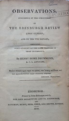 Edinburgh Review & Oxford University Reform ; Drummond, Observations, Suggested By the Strictures...