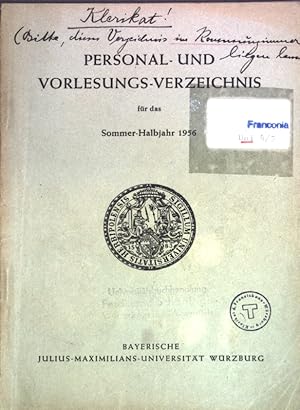 Bild des Verkufers fr Personal- und Vorlesungs-Verzeichnis fr das Sommer-Halbjahr 1956; zum Verkauf von books4less (Versandantiquariat Petra Gros GmbH & Co. KG)