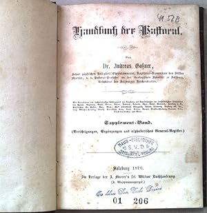 Bild des Verkufers fr Handbuch der Pastoral. Supplement-Band. zum Verkauf von books4less (Versandantiquariat Petra Gros GmbH & Co. KG)