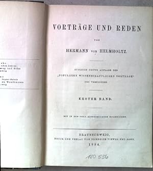 Imagen del vendedor de Vortrge und Reden. Band 1. u.a.: Ueber Goethe s naturwissenschaftliche Arbeiten; Ueber die Wechselwirkung der Naturkrfte und die darauf bezglichen neuesten Ermittlungen der Physik. uvm. a la venta por books4less (Versandantiquariat Petra Gros GmbH & Co. KG)