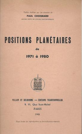 Seller image for Positions plantaires de 1971  1980 for sale by LES TEMPS MODERNES