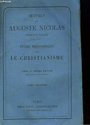 Bild des Verkufers fr ETUDES PHILOSOPHIQUES SUR LE CHRISTIANISME. TOME TROISIEME zum Verkauf von Le-Livre