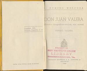 DON JUAN VALERA. (ESTUDIO BIOGRAFICO-CRITICO, CON NOTAS).