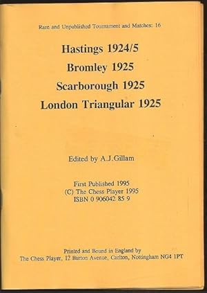 Seller image for Hastings 1924/5/Bromley 1925/Scarborough 1925/London Triangular 1925 for sale by The Book Collector, Inc. ABAA, ILAB