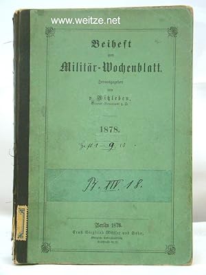 Bild des Verkufers fr Beiheft zum Militair-Wochenblatt/Militr-Wochenblatt, zum Verkauf von Antiquariat Ehbrecht - Preis inkl. MwSt.