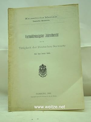 Bild des Verkufers fr 30. Jahresbericht ber die Ttigkeit der Deutschen Seewarte fr das Jahr 1907, zum Verkauf von Antiquariat Ehbrecht - Preis inkl. MwSt.