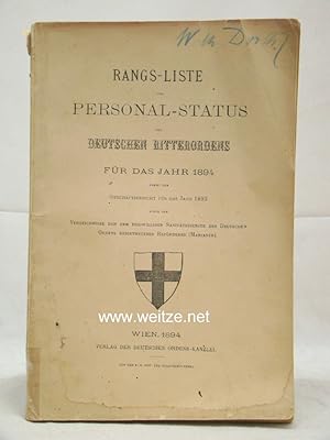 Immagine del venditore per Rang-Liste und Personal-Status des Deutschen Ritterordens fr das Jahr 1894, venduto da Antiquariat Ehbrecht - Preis inkl. MwSt.