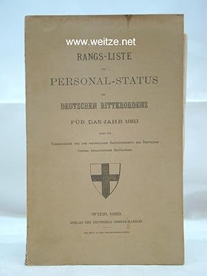 Immagine del venditore per Rang-Liste und Personal-Status des Deutschen Ritterordens fr das Jahr 1883, venduto da Antiquariat Ehbrecht - Preis inkl. MwSt.