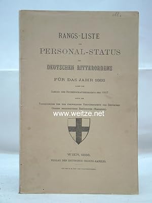Immagine del venditore per Rang-Liste und Personal-Status des Deutschen Ritterordens fr das Jahr 1888, venduto da Antiquariat Ehbrecht - Preis inkl. MwSt.