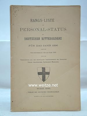 Immagine del venditore per Rang-Liste und Personal-Status des Deutschen Ritterordens fr das Jahr 1896, venduto da Antiquariat Ehbrecht - Preis inkl. MwSt.