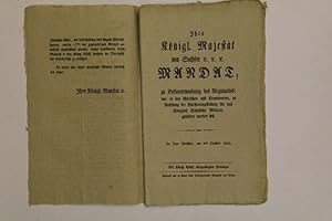 Bild des Verkufers fr Ihro Knigl. Majestt von Sachsen Mandat, die mit des Kaisers von Oesterreich Majestt, ber die wechselseitige Auslieferung der Deserteurs abgeschlossen Convention betreffend. Vom 23sten Juny 1817, zum Verkauf von Antiquariat Ehbrecht - Preis inkl. MwSt.