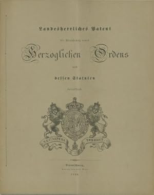 Bild des Verkufers fr Landesherrliches Patent die Errichtung eines Herzoglichen Ordens und dessen Statuten betreffend - (Herzoglich Braunschweigischer Orden Heinrich des Lwen). vom 8.3.1877. zum Verkauf von Antiquariat Ehbrecht - Preis inkl. MwSt.